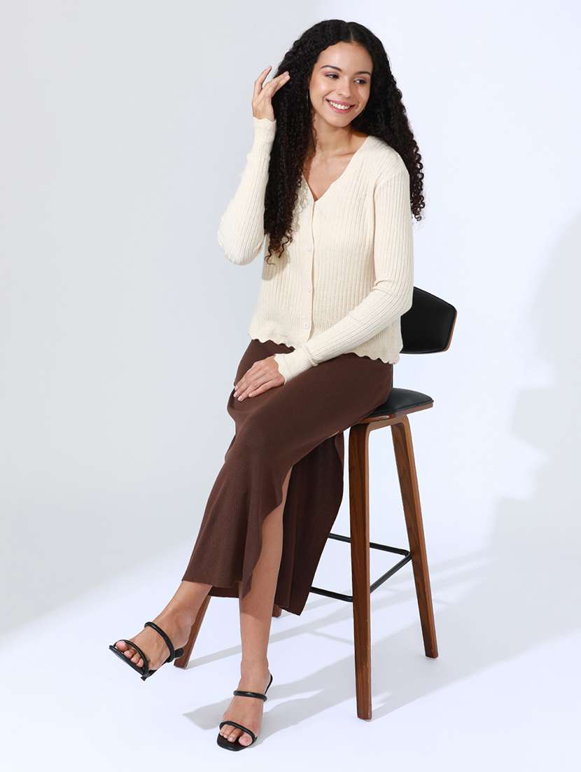 women beige solid long sleeve regular top - 22086348 -  Standard Image - 5
