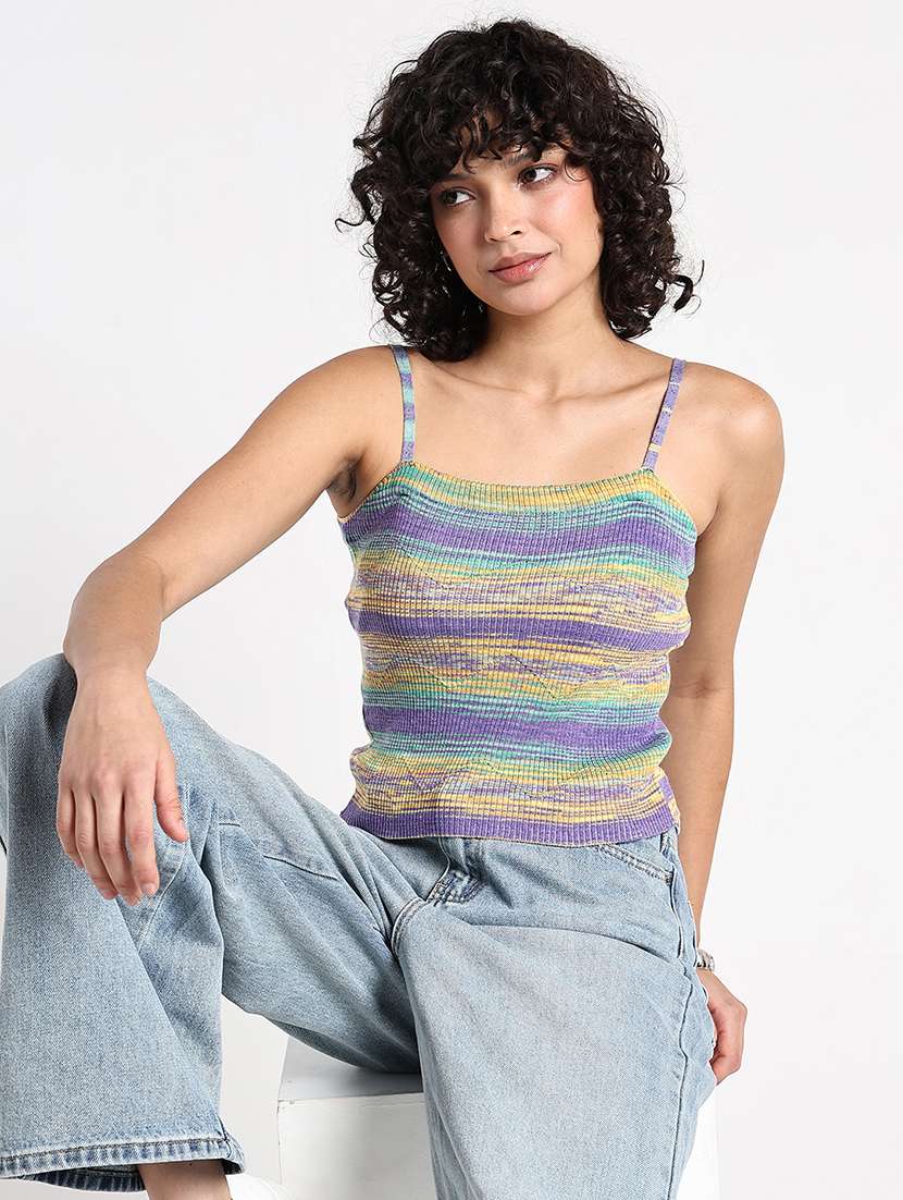 women printed shoulder strap tank top - 22086349 - Zoom Image - 0