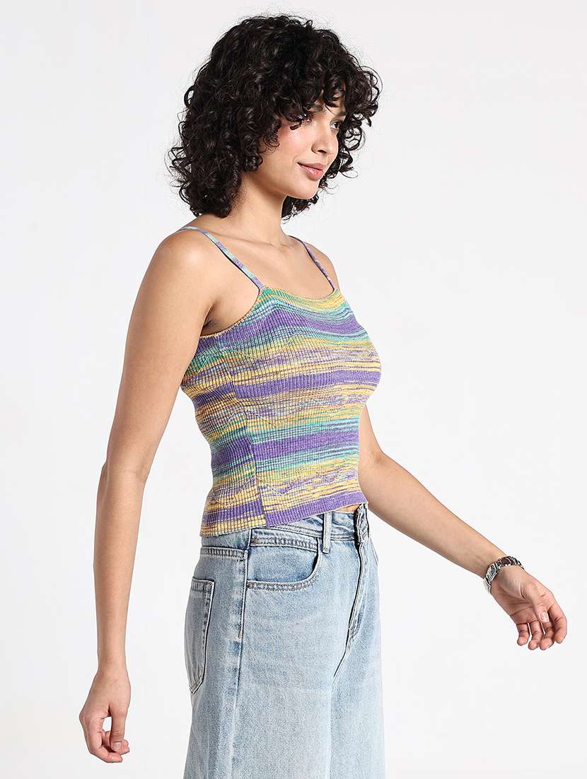 women printed shoulder strap tank top - 22086349 - Standard Image - 3