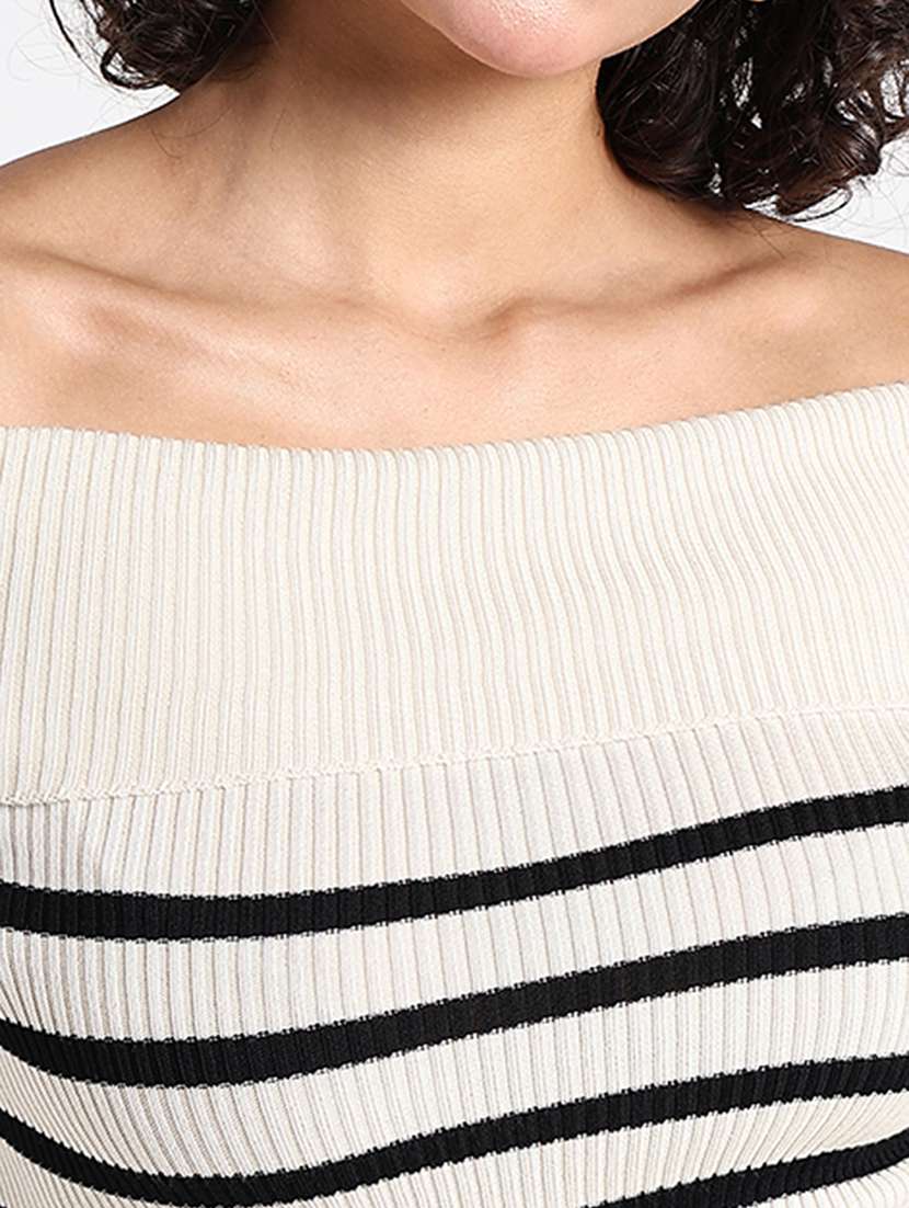women striped off shoulder regular top  - 22086357 -  Standard Image - 5