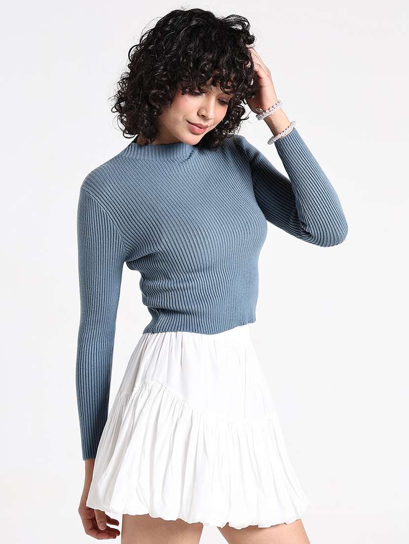 women self designed long sleeve crop pullover - 22086364 -  Standard Image - 3