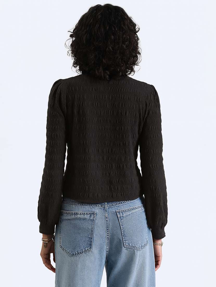 women embellished long sleeev crop top - 22086372 - Standard Image - 3