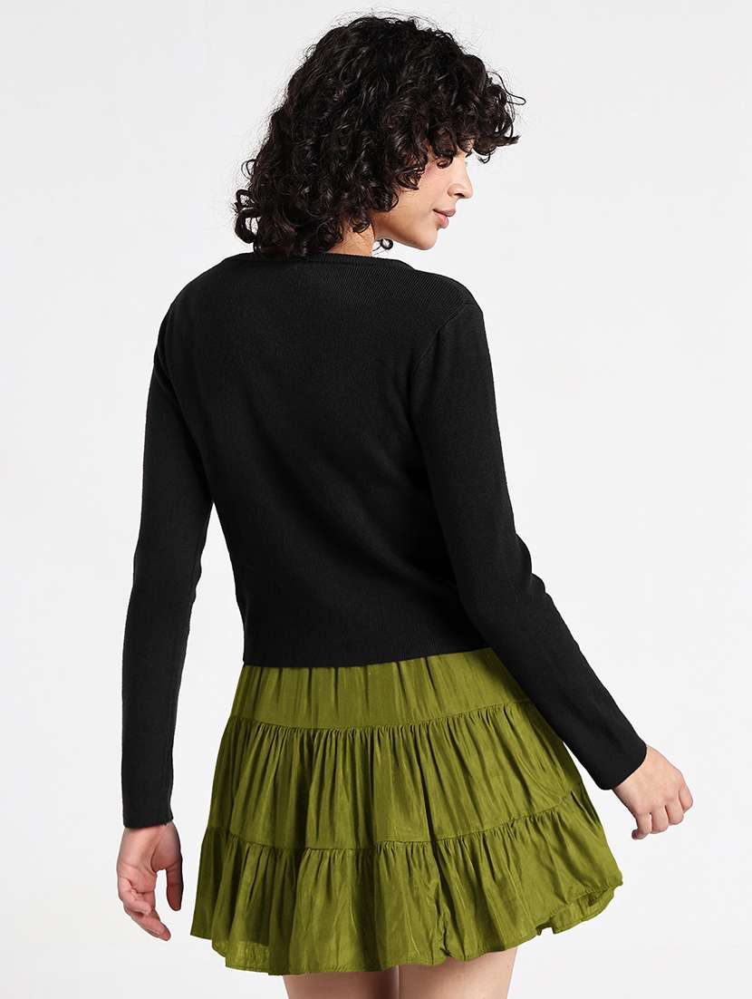 women black solid long sleeve regular top - 22086376 -  Standard Image - 3