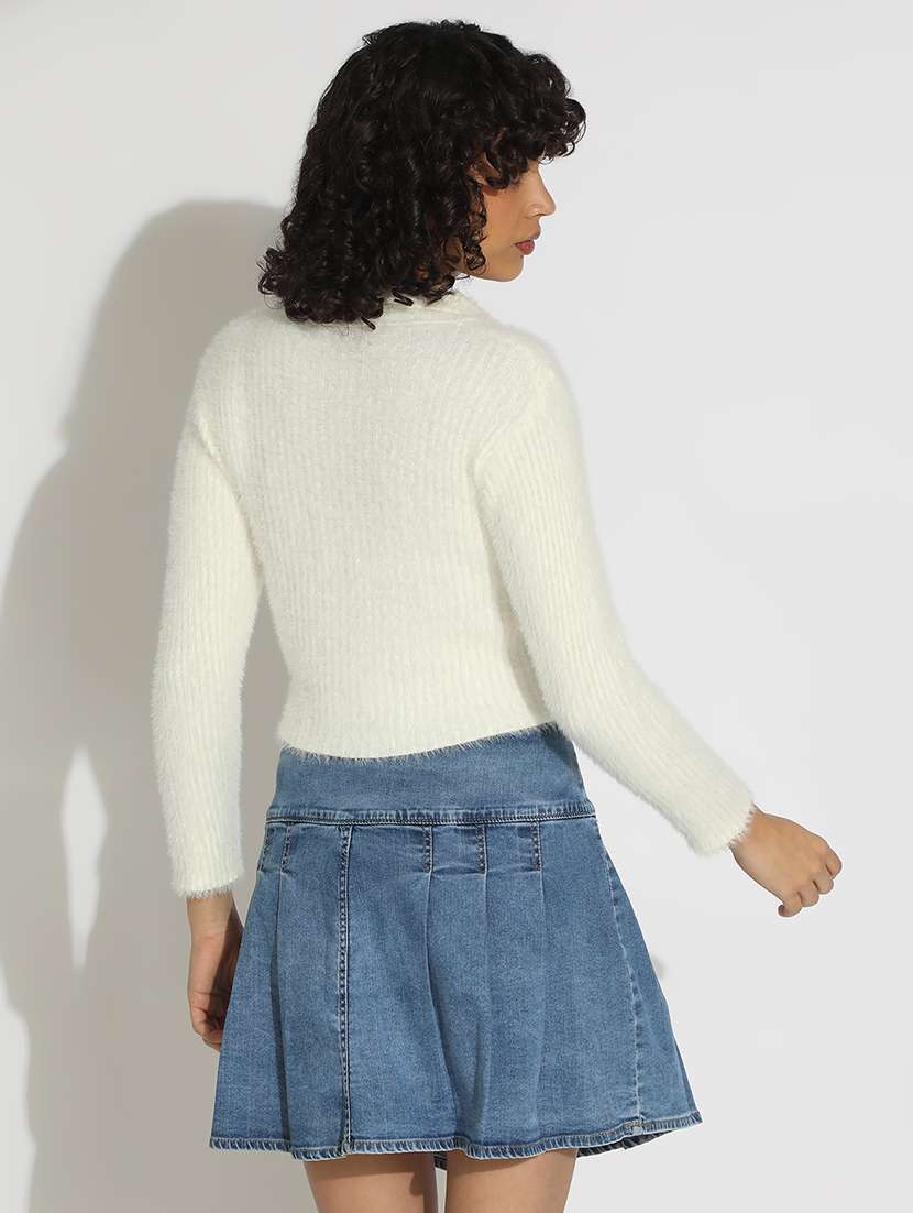 women solid long sleeve cropped cardigan - 22086383 - Standard Image - 3