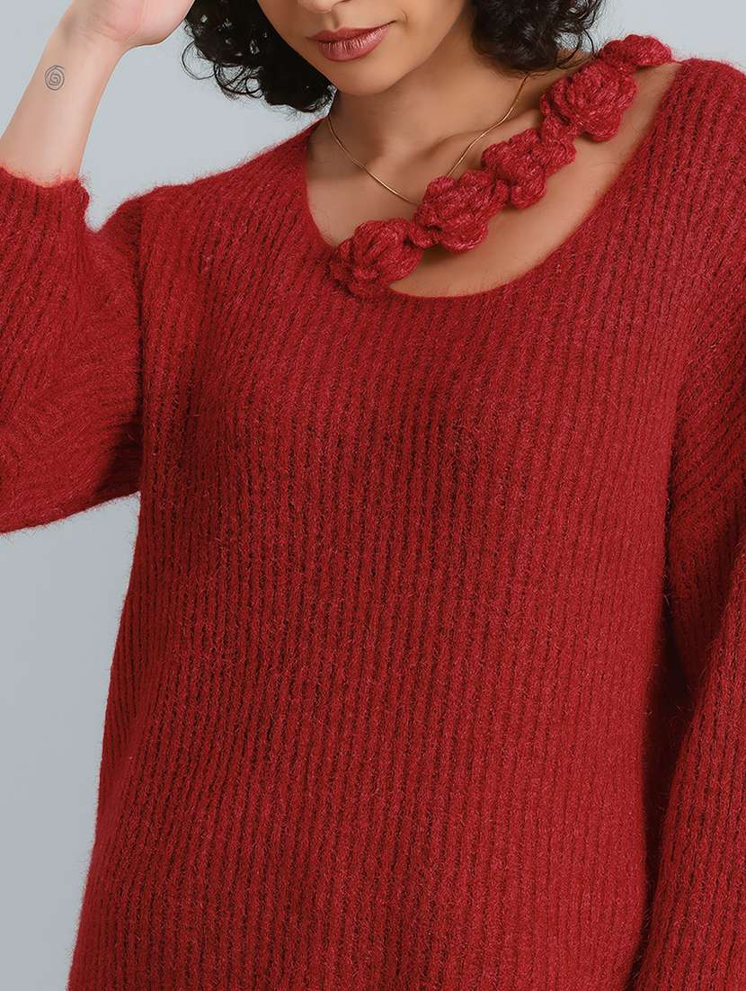women self designed long sleeve pullover - 22086384 - Standard Image - 5