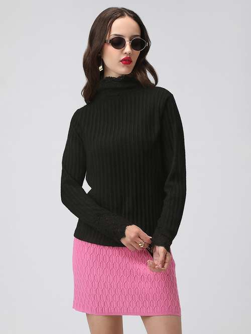 women black solid long sleeve pullover - 22086400 -  Standard Image - 0