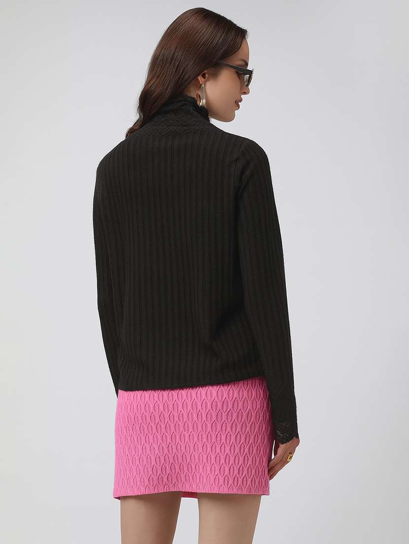 women black solid long sleeve pullover - 22086400 -  Standard Image - 3