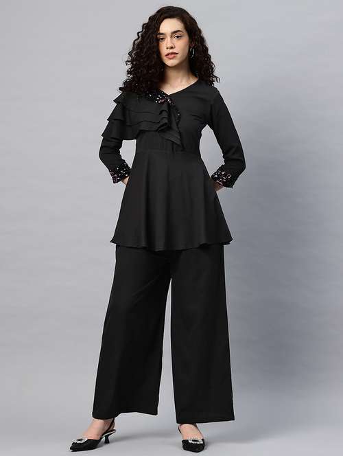 women sequined top and palazzo co-ord set - 22086408 - Standard Image - 0