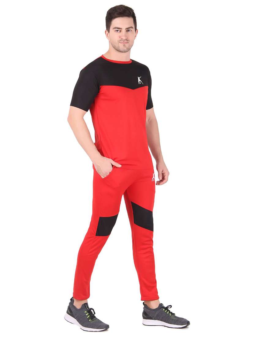 men color block track pant & t-shirt athleisure set - 22086416 - Zoom Image - 0
