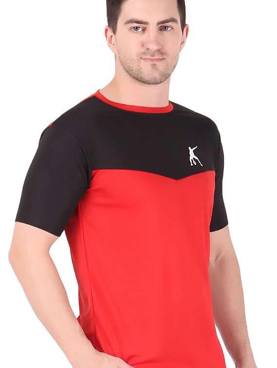 men color block track pant & t-shirt athleisure set - 22086416 - Standard Image - 3