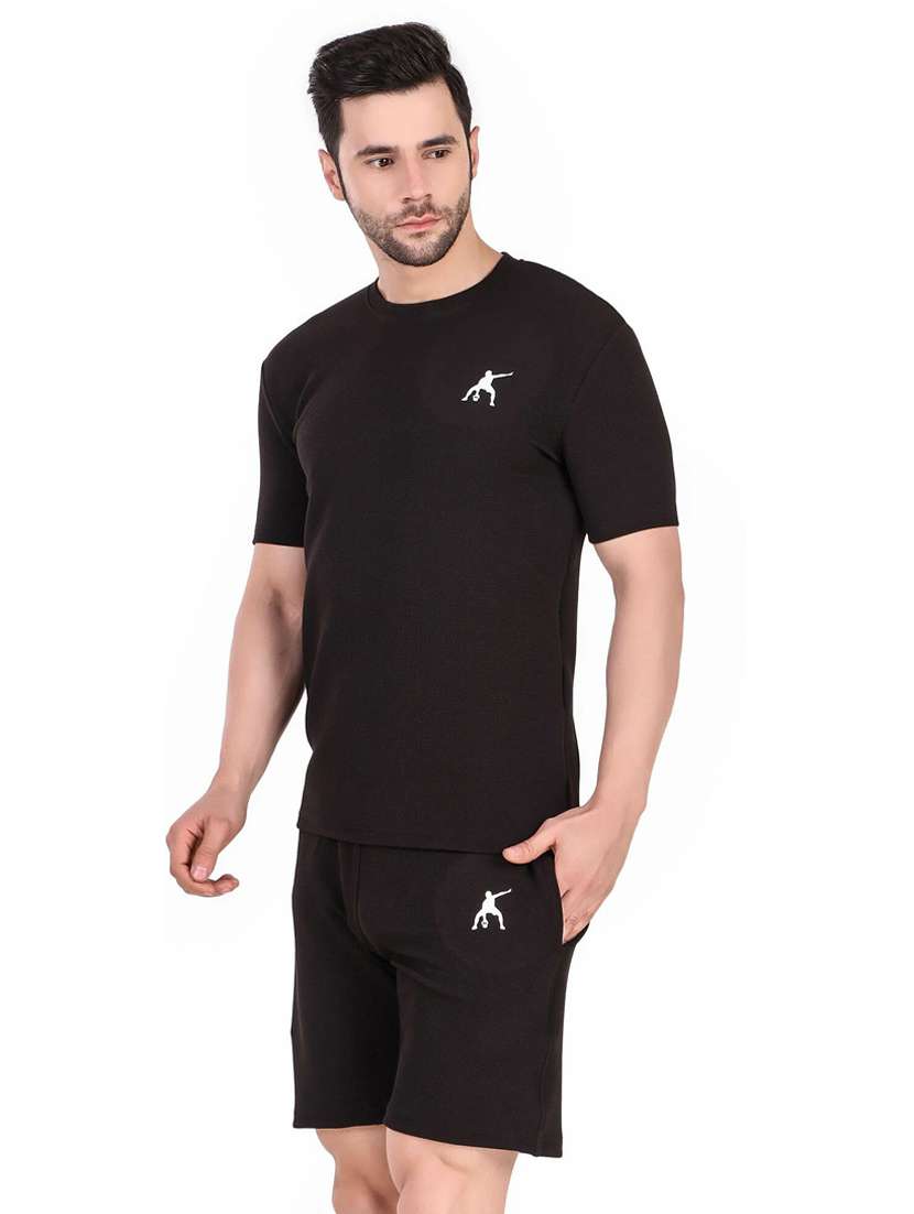 men solid shorts & t-shirt athleisure set - 22086419 - Zoom Image - 0