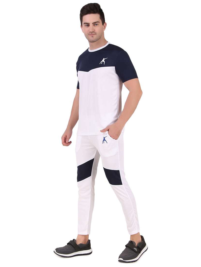 men color block track pant & t-shirt athleisure set - 22086424 - Zoom Image - 0