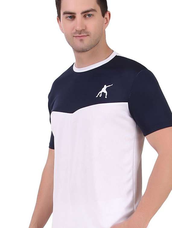 men color block track pant & t-shirt athleisure set - 22086424 - Standard Image - 3