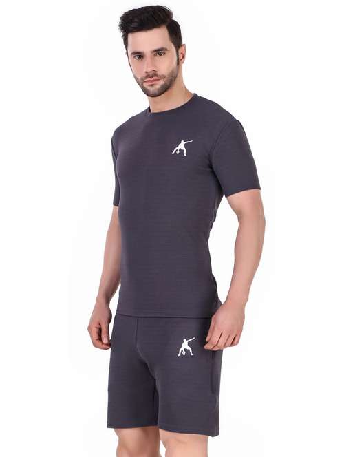 men solid shorts & t-shirt athleisure set - 22086433 - Standard Image - 0