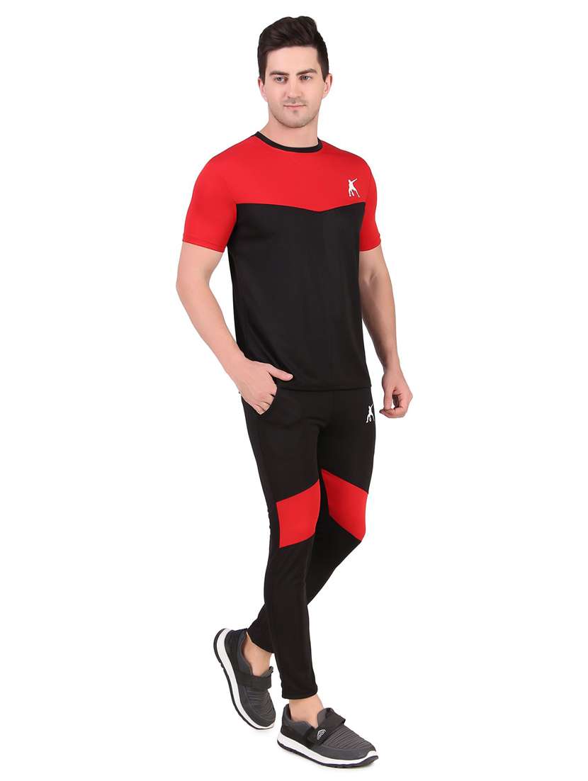 men color block track pant & t-shirt athleisure set - 22086460 - Zoom Image - 0