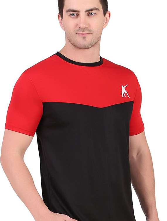men color block track pant & t-shirt athleisure set - 22086460 - Standard Image - 3