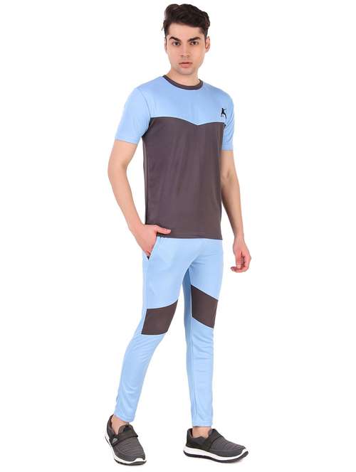 men color block track pant & t-shirt athleisure set - 22086479 - Standard Image - 0