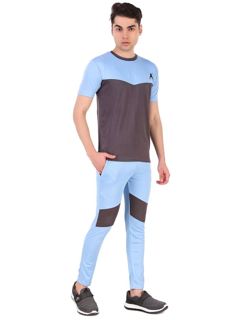 men color block track pant & t-shirt athleisure set - 22086479 - Zoom Image - 0