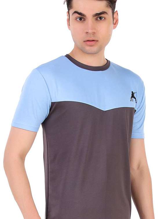 men color block track pant & t-shirt athleisure set - 22086479 - Standard Image - 3
