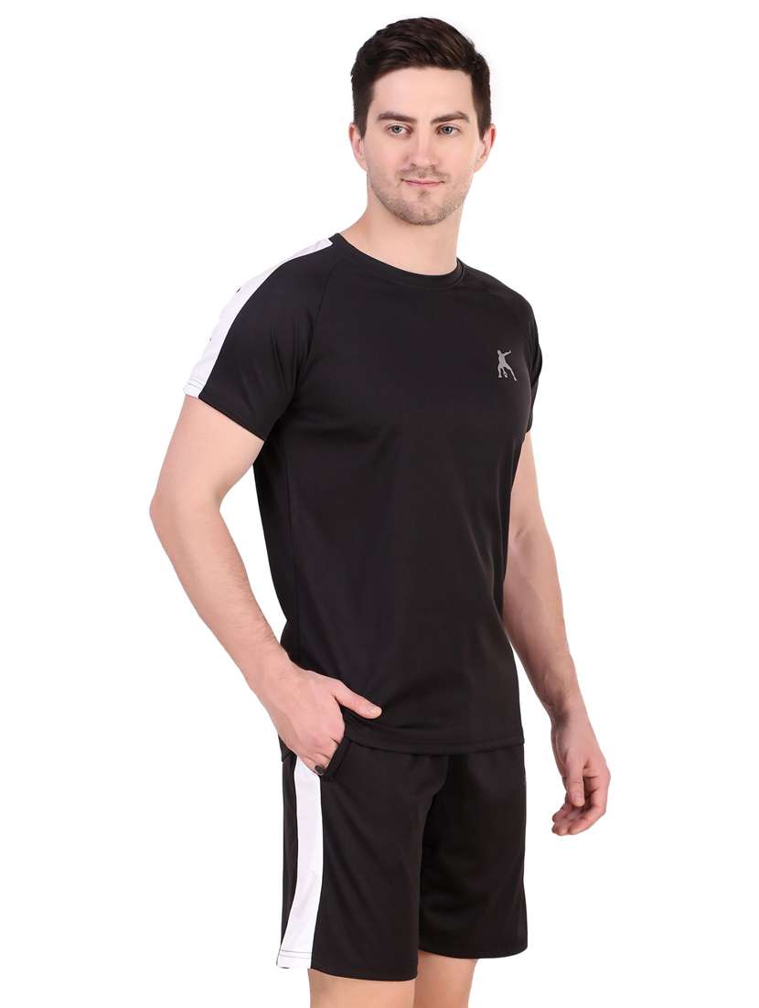 men solid shorts & t-shirt athleisure set