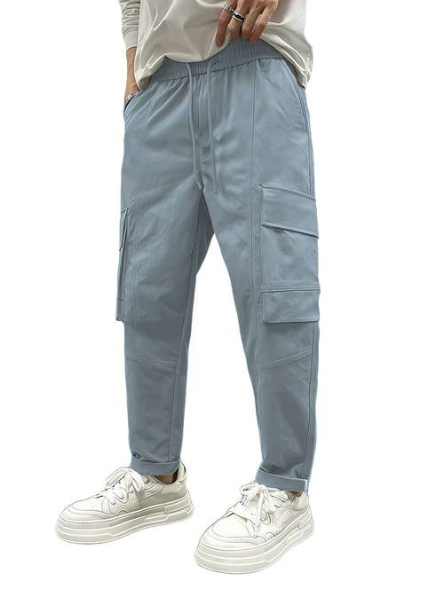 men solid mid rise regular fit cargo - 22086495 -  Standard Image - 0