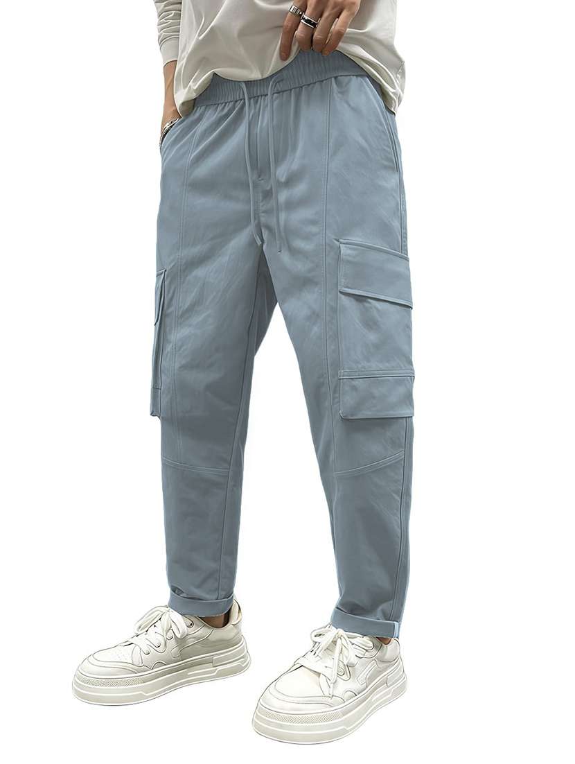 men solid mid rise regular fit cargo - 22086495 -  Zoom Image - 0