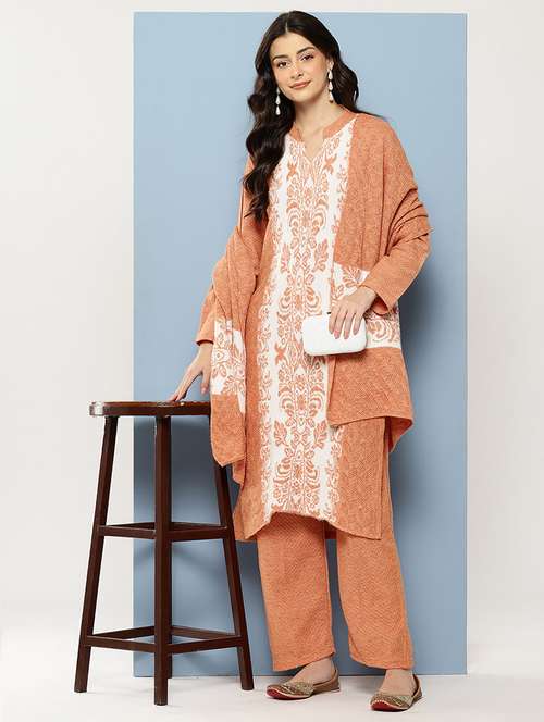 women self design long sleeve kurta pant with dupatta set - 22086508 -  Standard Image - 0