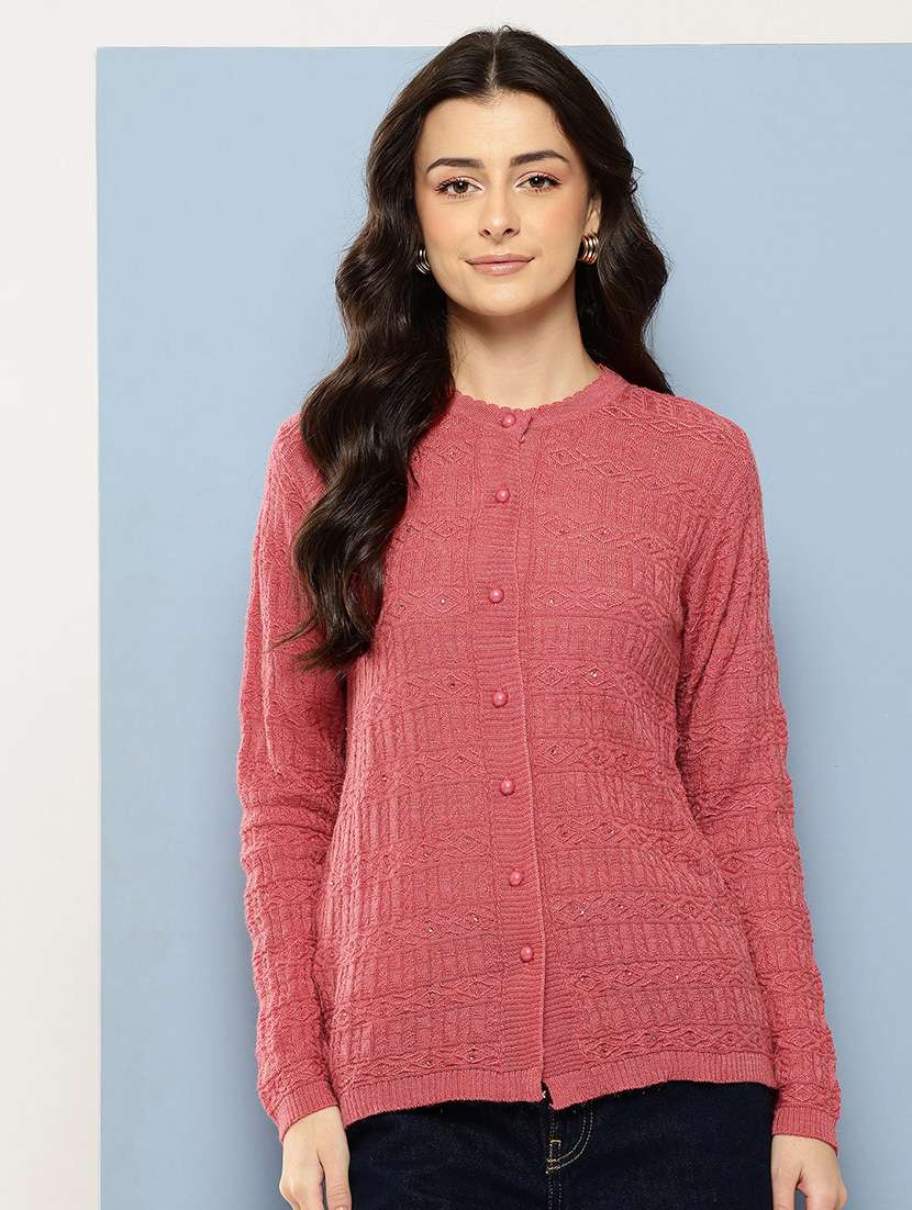 women self designed long sleeve cardigan