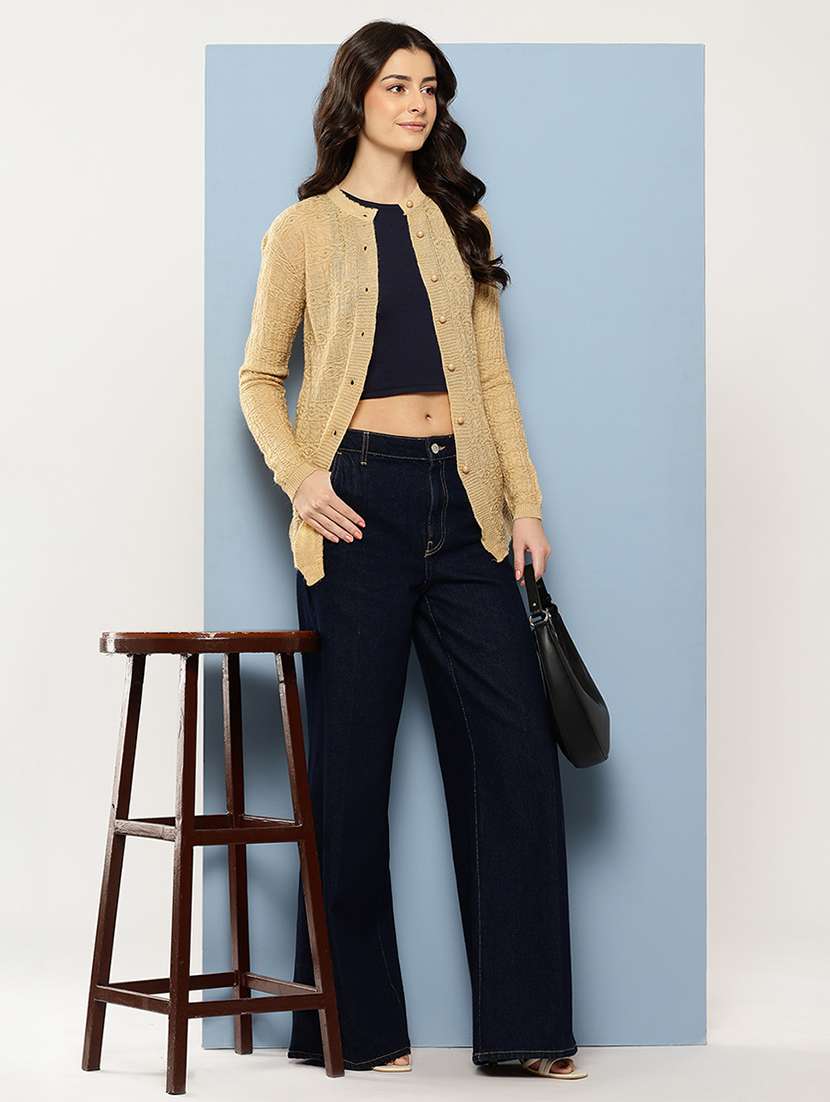 women self designed long sleeve cardigan - 22086521 -  Standard Image - 3