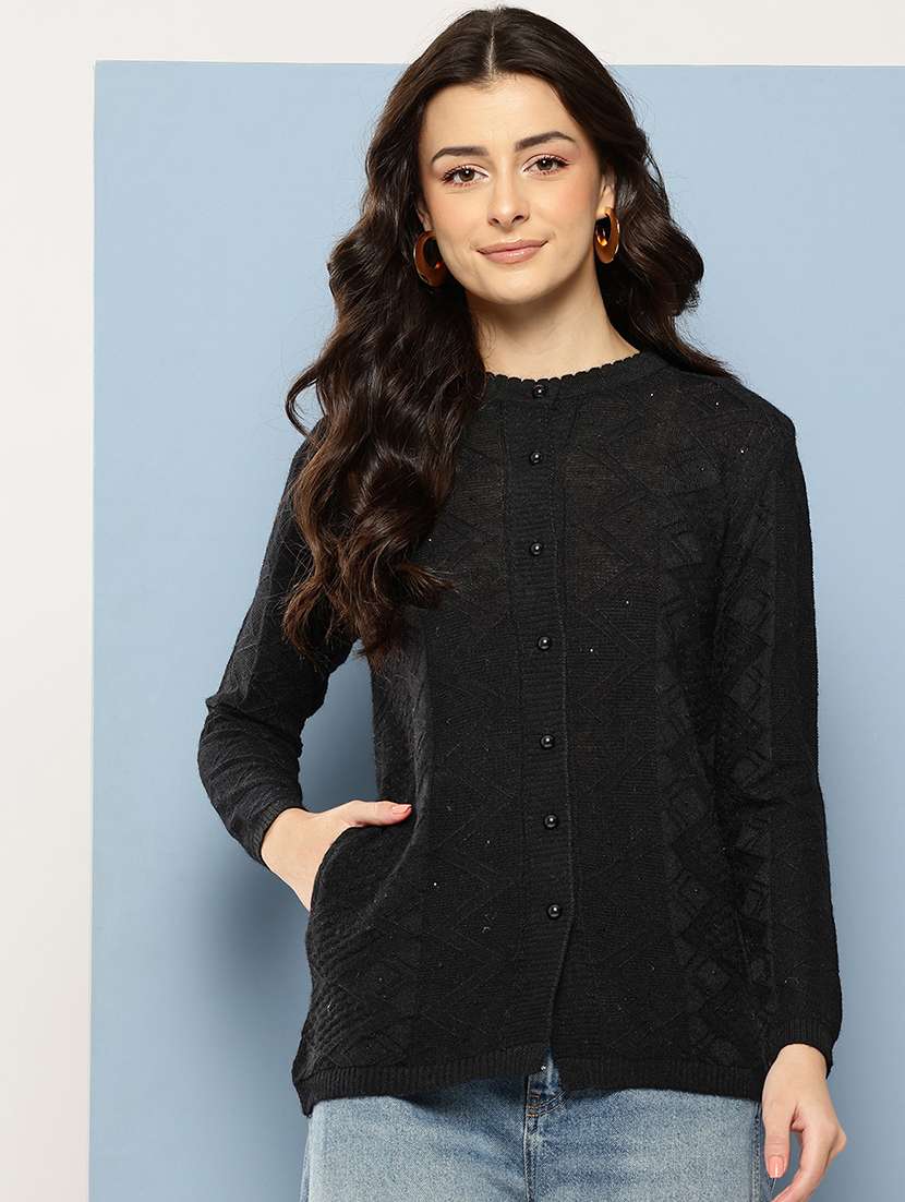 women self designed long sleeve cardigan