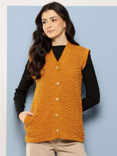 women self designed sleeveless cardigan - 22086539 -  Standard Image - 0