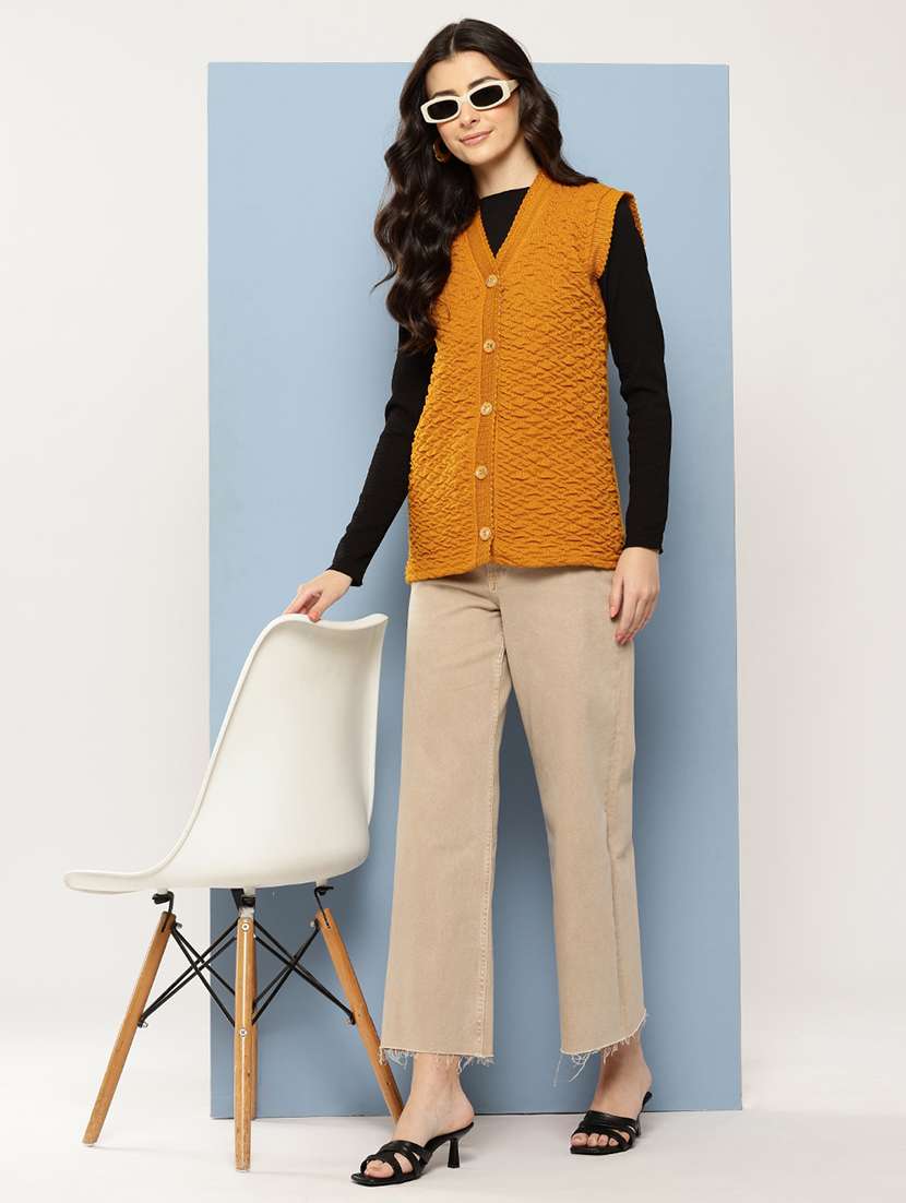 women self designed sleeveless cardigan - 22086539 -  Standard Image - 3