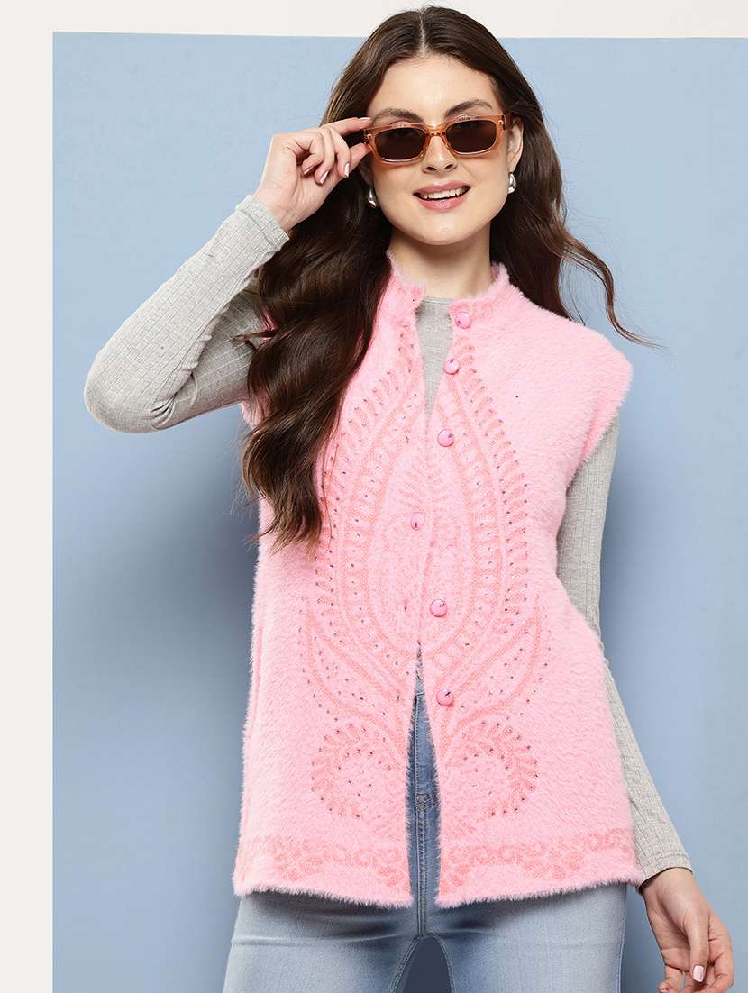 women self designed sleeveless cardigan - 22086548 -  Zoom Image - 0