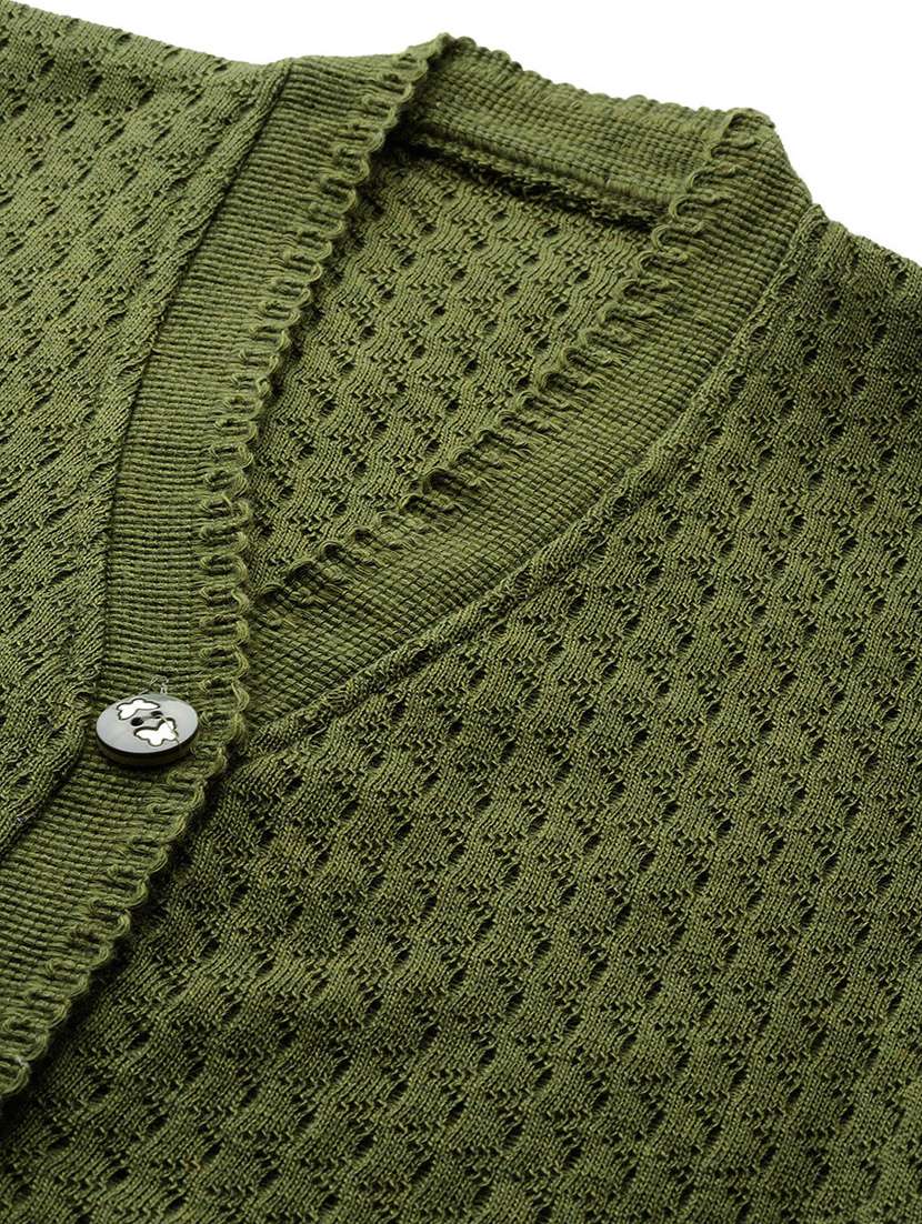 Women Self Designed Sleeveless Cardigan