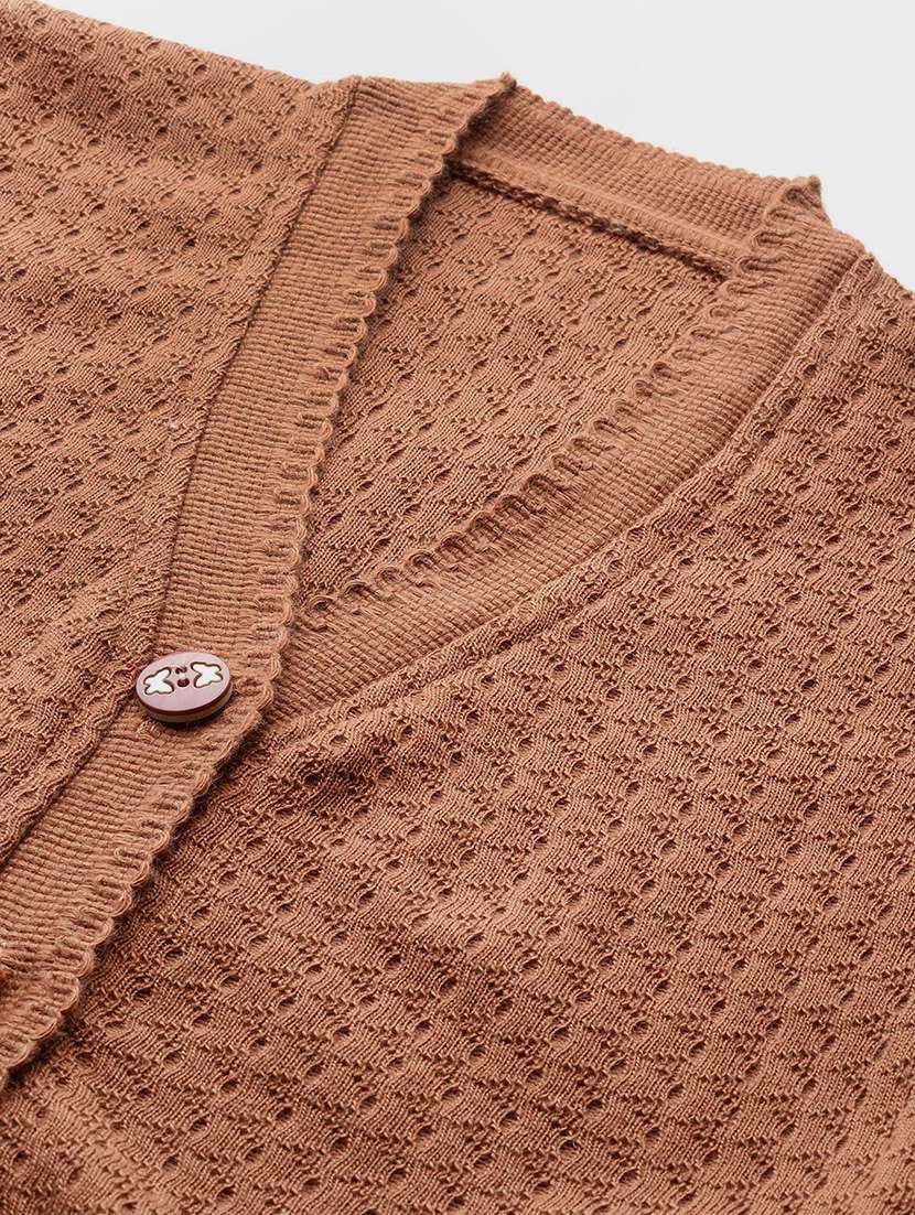Women Self Designed Sleeveless Cardigan