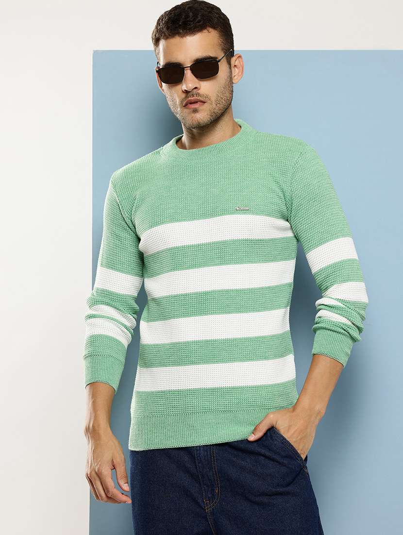 men striped long sleeve regular fit pullover 