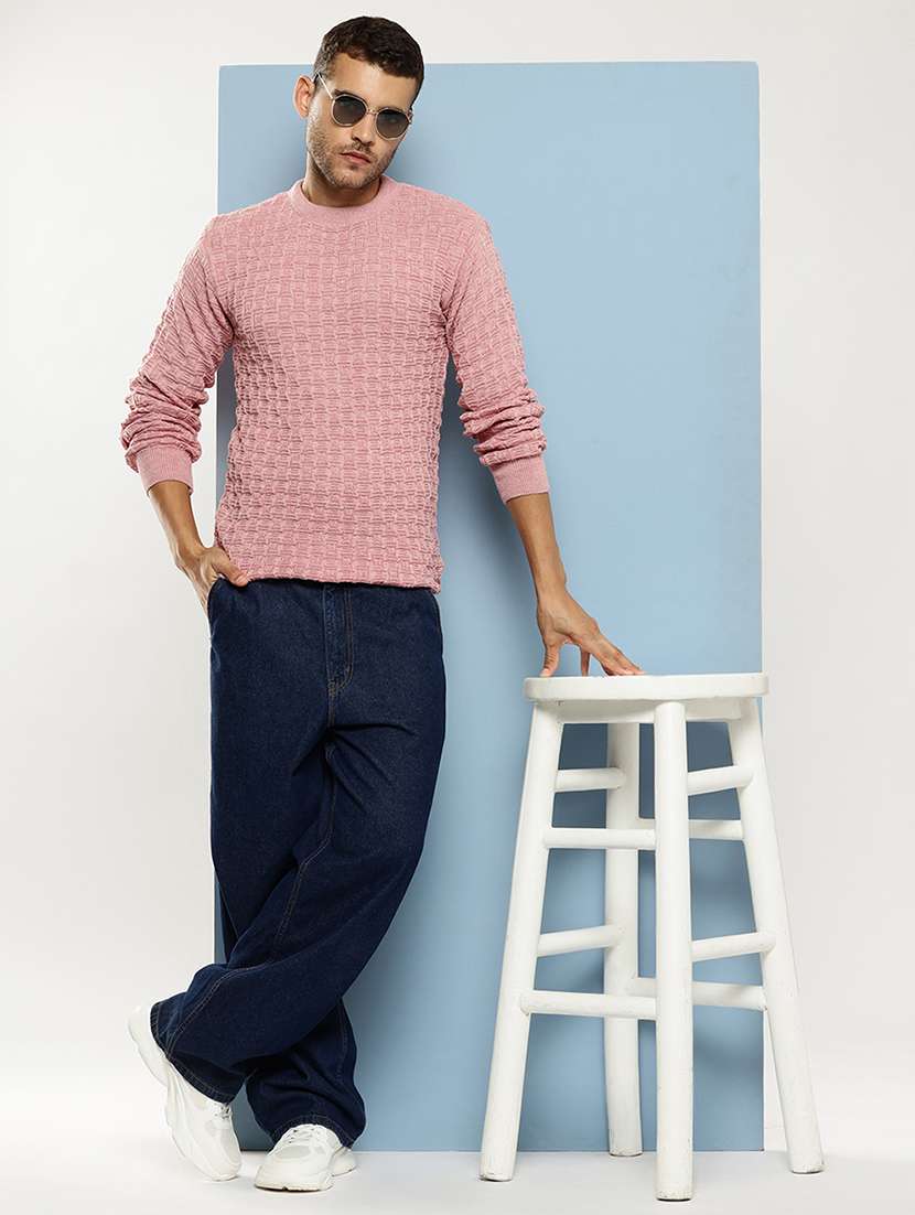men self design long sleeve regular fit pullover - 22086583 - Standard Image - 3
