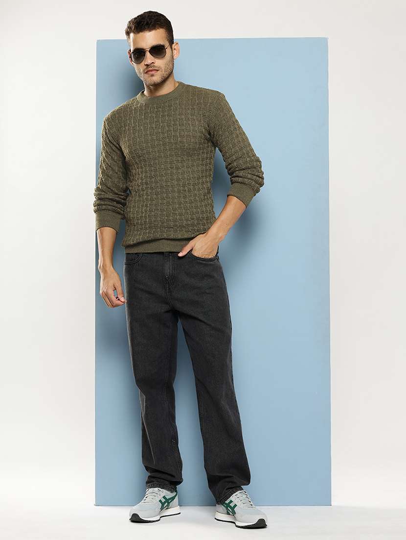 men self design long sleeve regular fit pullover - 22086584 - Standard Image - 3