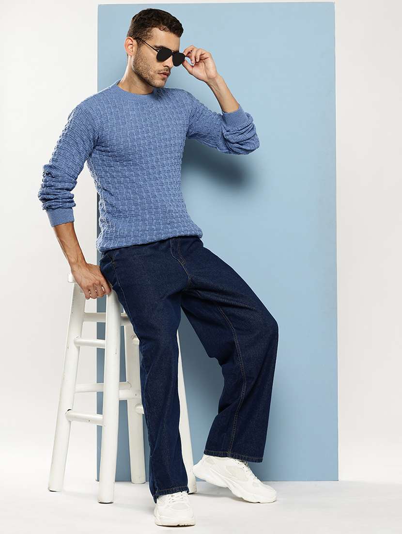 men self design long sleeve regular fit pullover - 22086586 - Standard Image - 3