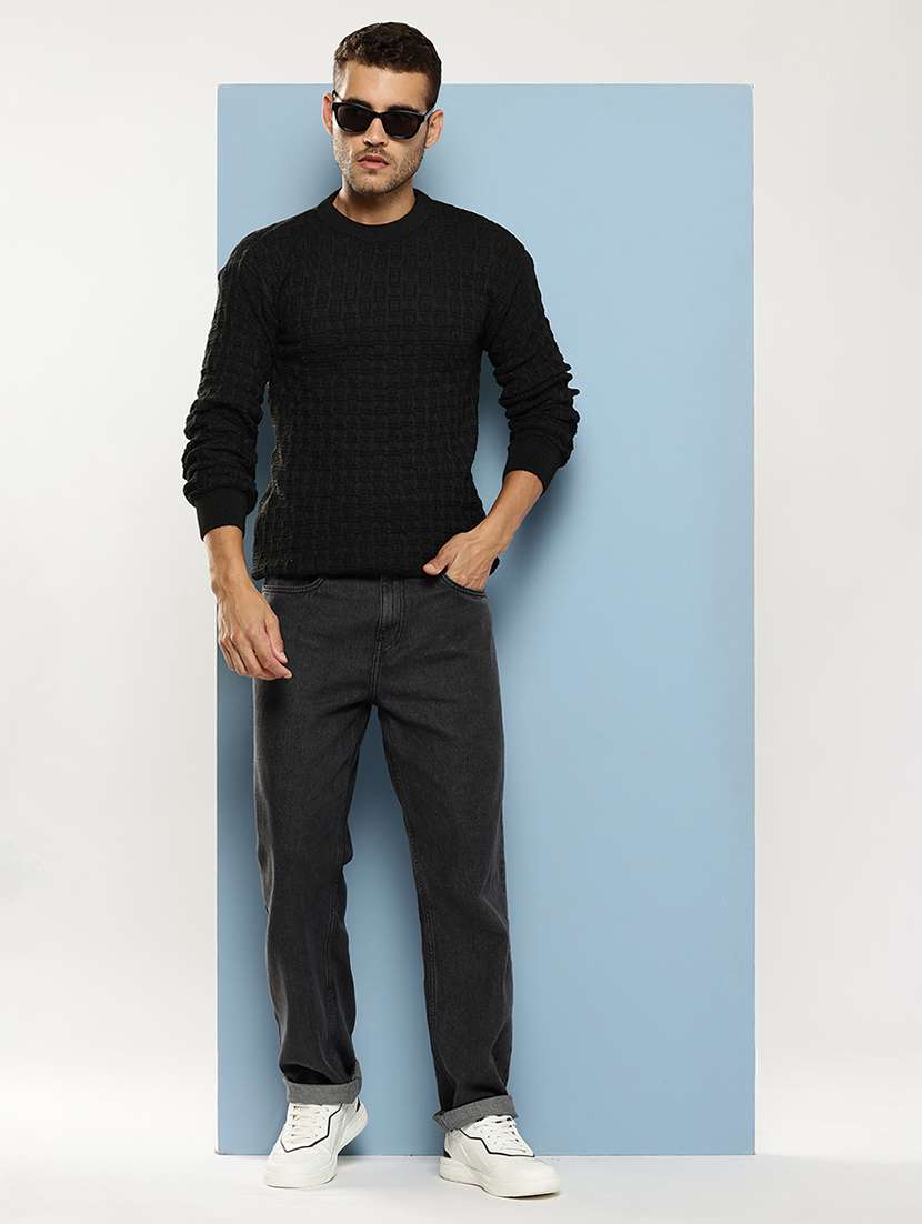 men self design long sleeve regular fit pullover - 22086587 - Standard Image - 3