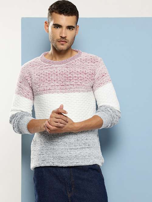 men self design long sleeve regular fit pullover - 22086588 - Standard Image - 0