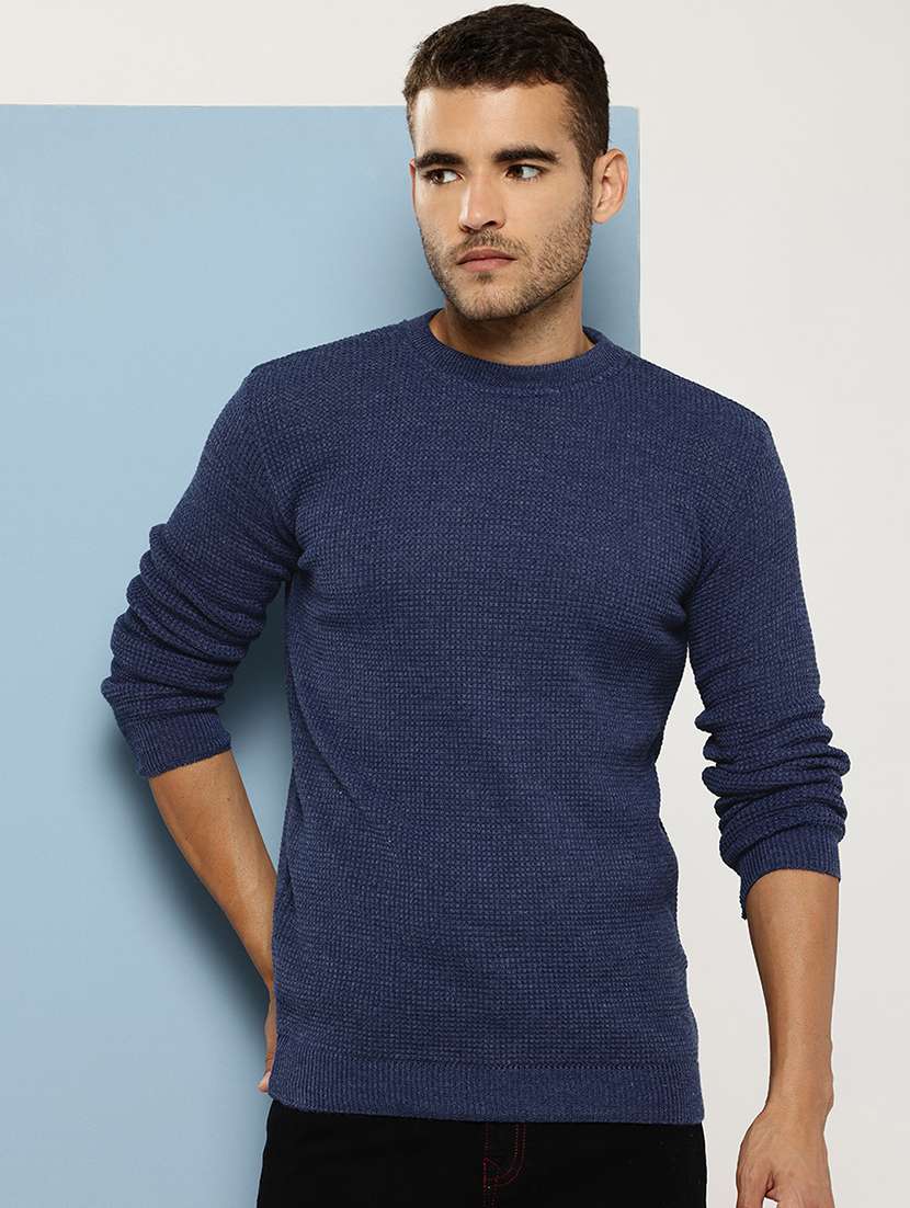 men self design long sleeve regular fit pullover - 22086602 - Zoom Image - 0