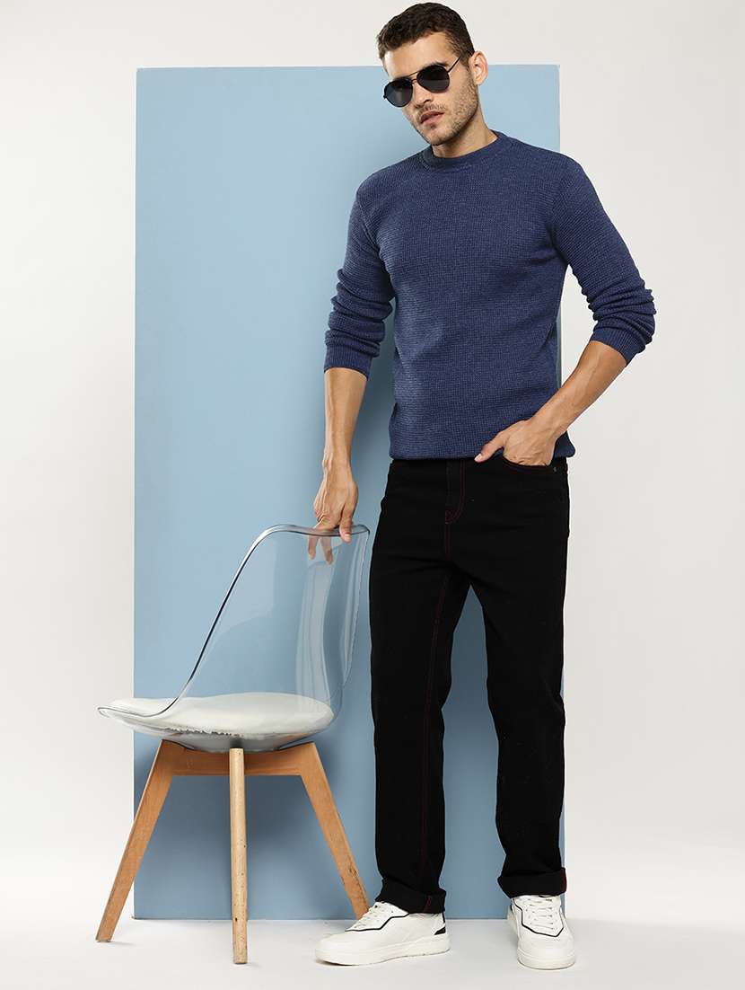 men self design long sleeve regular fit pullover - 22086602 - Standard Image - 3