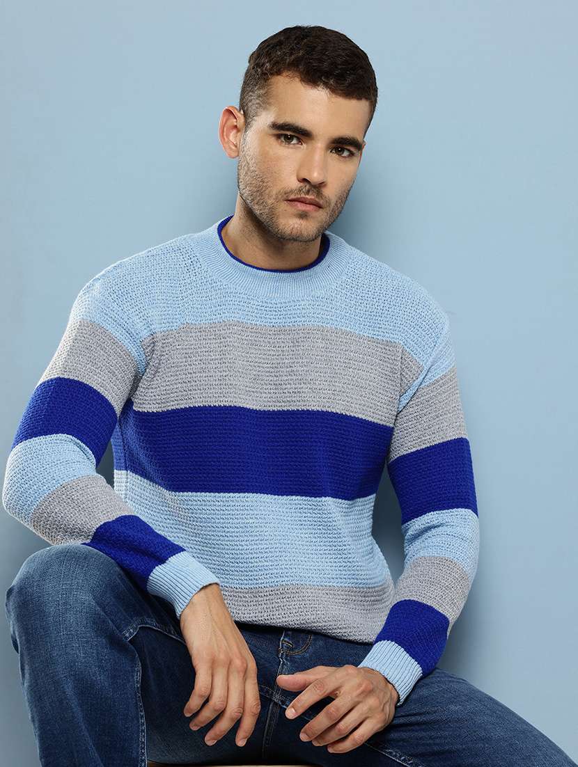 men striped long sleeve regular fit pullover  - 22086608 -  Zoom Image - 0