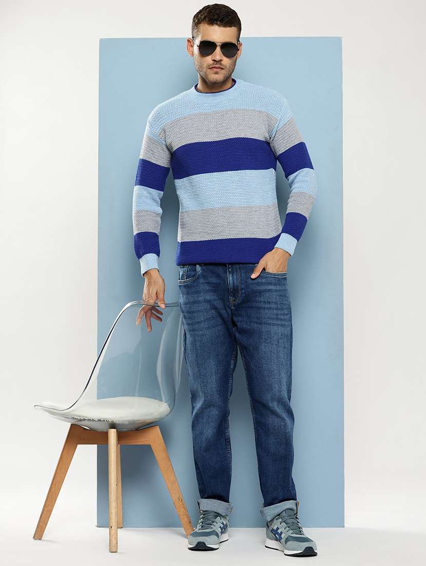 men striped long sleeve regular fit pullover  - 22086608 -  Standard Image - 3