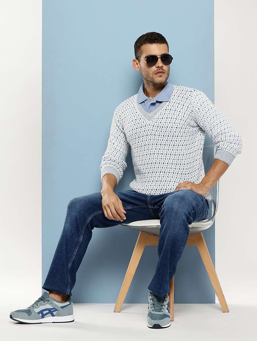 men self design long sleeve regular fit pullover - 22086613 - Standard Image - 3
