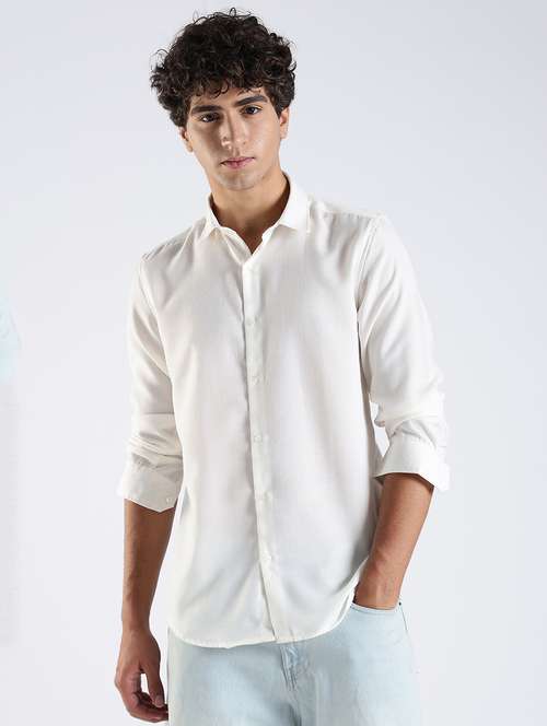 men solid long sleeve slim fit casual shirt - 22086620 -  Standard Image - 0