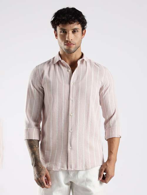 men striped long sleeve slim fit casual shirt - 22086631 -  Standard Image - 0