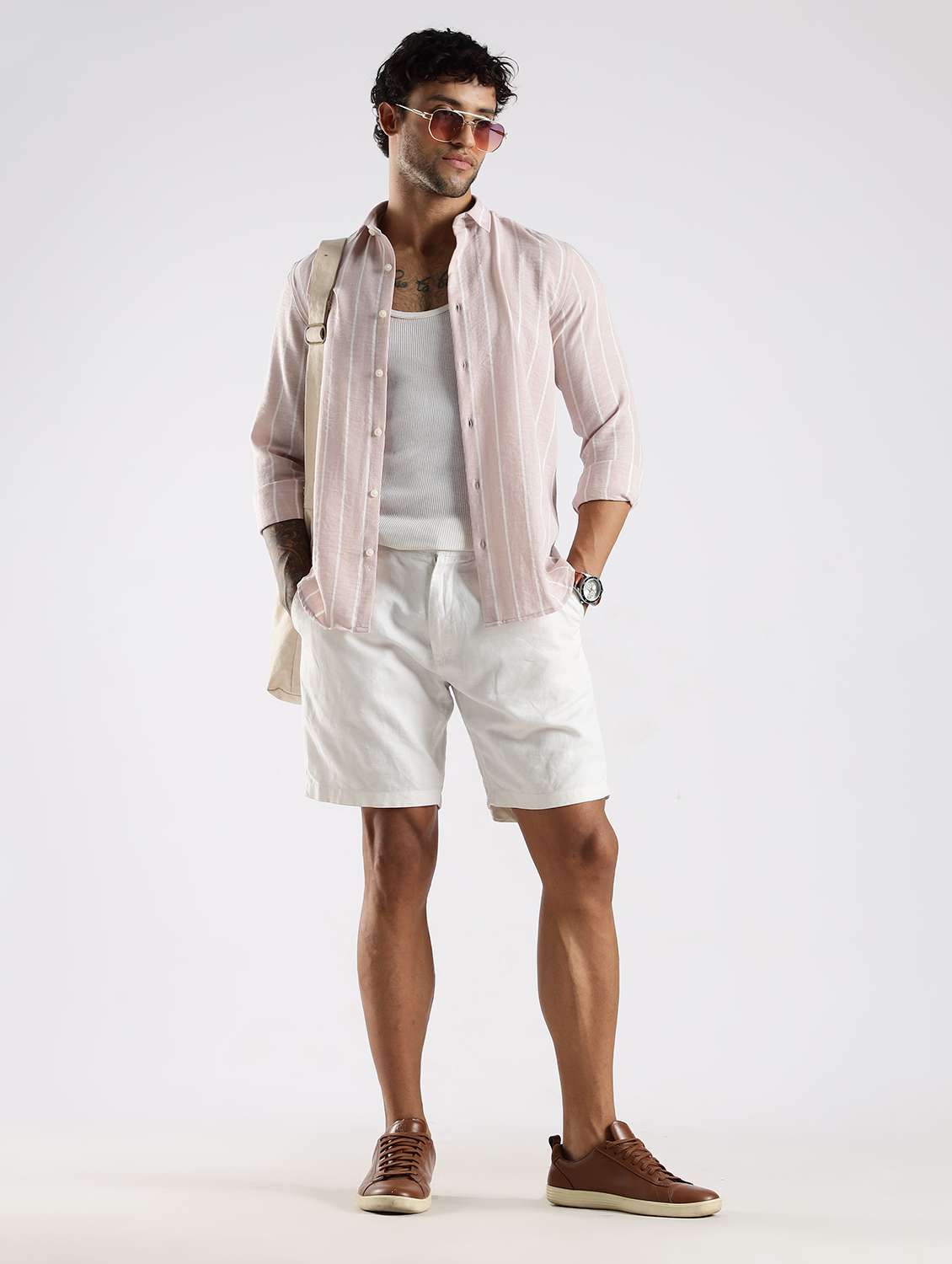 men striped long sleeve slim fit casual shirt - 22086631 -  Standard Image - 3