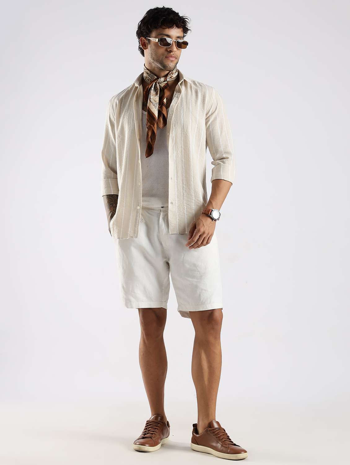 men striped long sleeve slim fit casual shirt - 22086632 -  Standard Image - 3